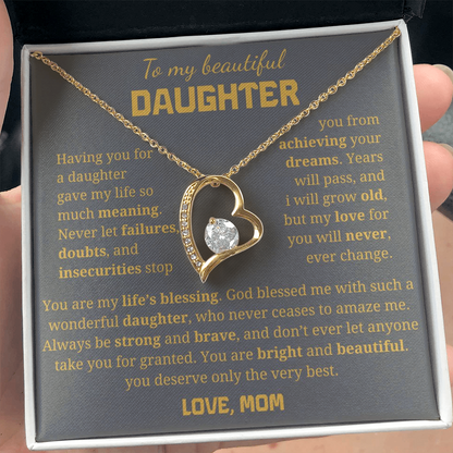 To My Beautiful Daughter  Forever Love Necklace