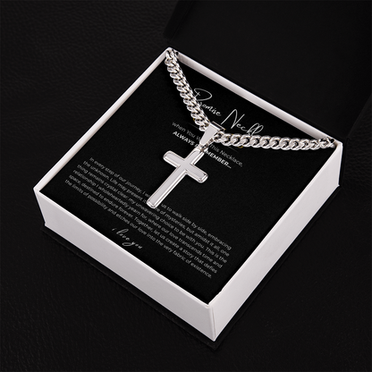 Personalized Promise Necklace Cross with Cuban Link Chain