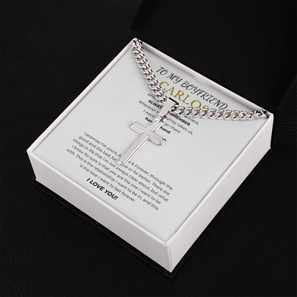 Personalized To My Boyfriend Cross with Cuban Link Chain