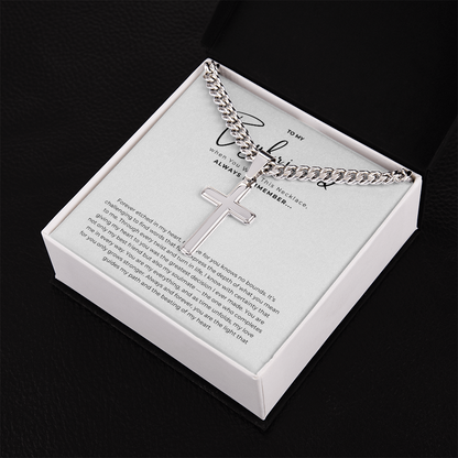 Personalized To My Boyfriend Cross with Cuban Link Chain