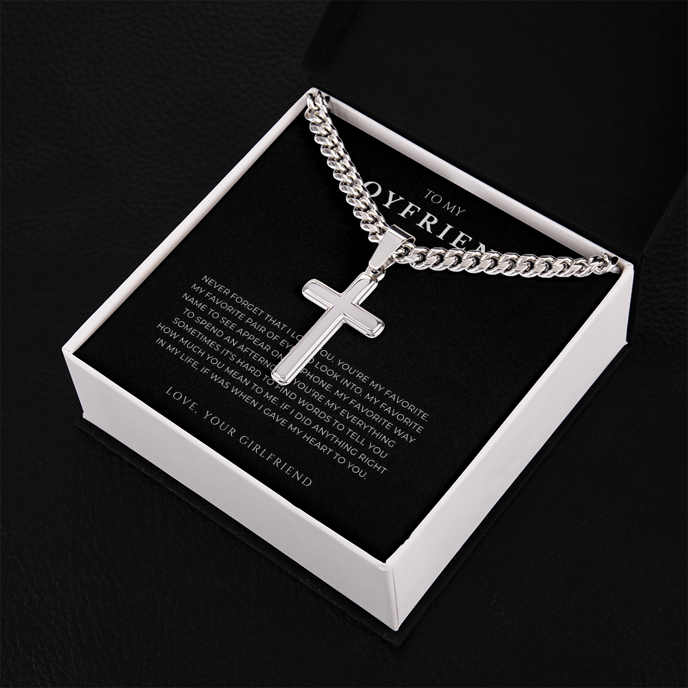Personalized To My Boyfriend Cross with Cuban Link Chain