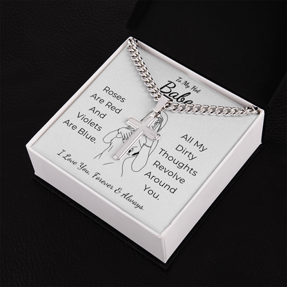 Personalized To My Hot Babe Cross with Cuban Link Chain