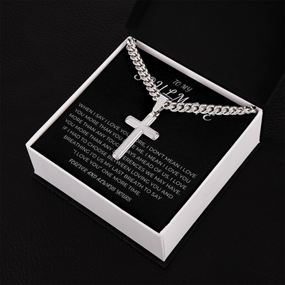Personalized To My Soulmate Cross with Cuban Link Chain
