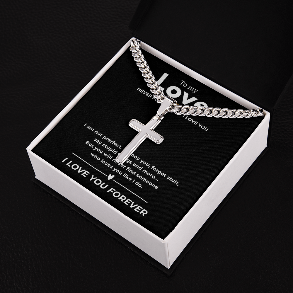 Personalized To My Love Cross with Cuban Link Chain