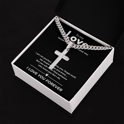 Personalized To My Love Cross with Cuban Link Chain
