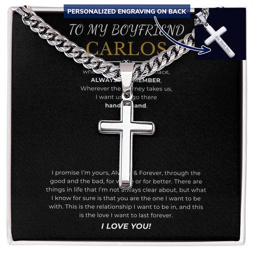 Personalized To My Boyfriend Cross with Cuban Link Chain