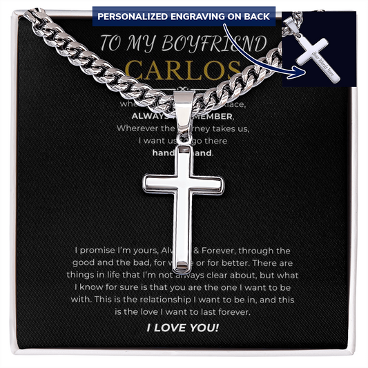 Personalized To My Boyfriend Cross with Cuban Link Chain