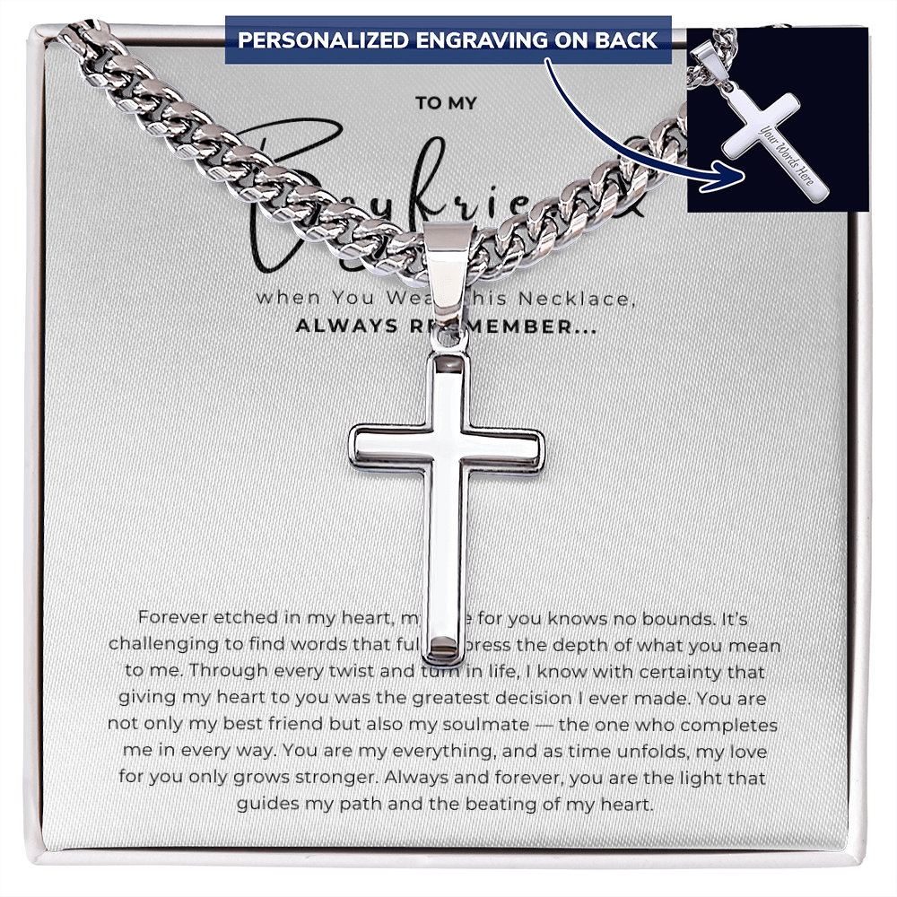 Personalized To My Boyfriend Cross with Cuban Link Chain