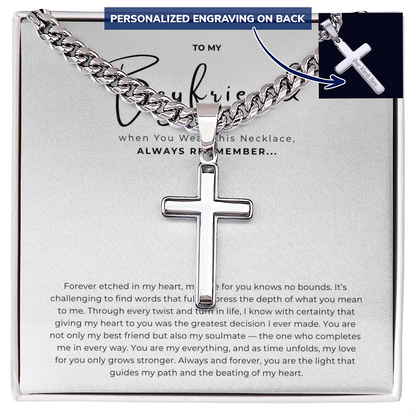 Personalized To My Boyfriend Cross with Cuban Link Chain