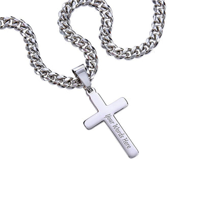Personalized To My Man Cross with Cuban Link Chain