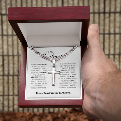 Personalized To My Soulmate Cross with Cuban Link Chain