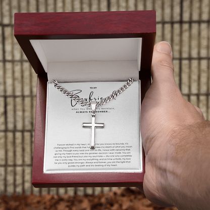Personalized To My Boyfriend Cross with Cuban Link Chain