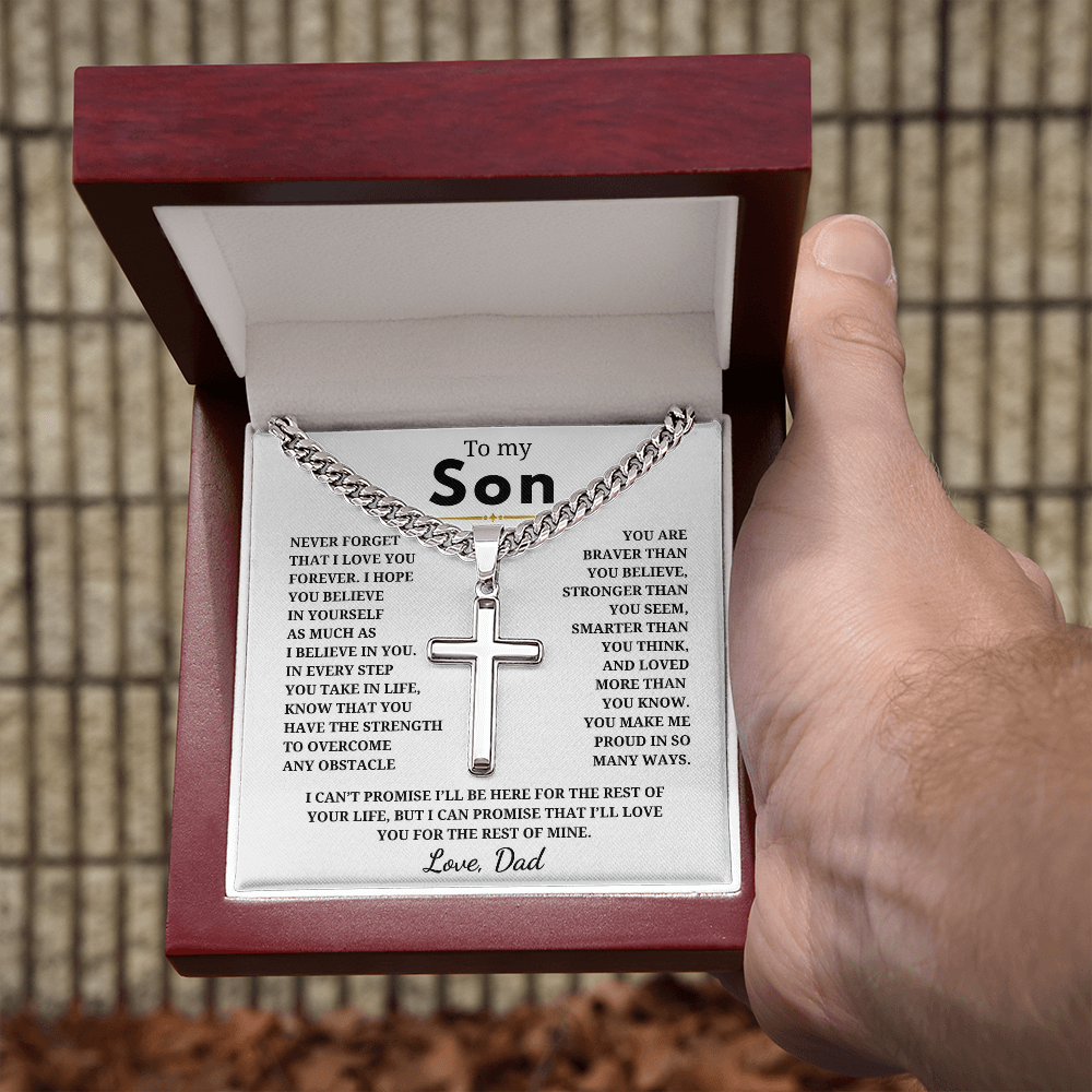Personalized To My Son Cross with Cuban Link Chain