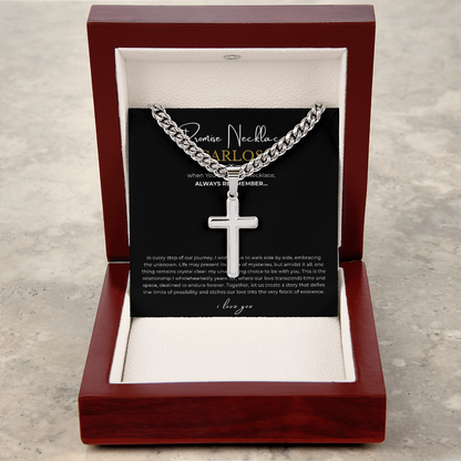 Personalized Promise Necklace Cross with Cuban Link Chain