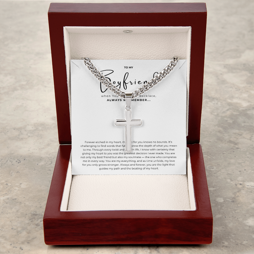 Personalized To My Boyfriend Cross with Cuban Link Chain