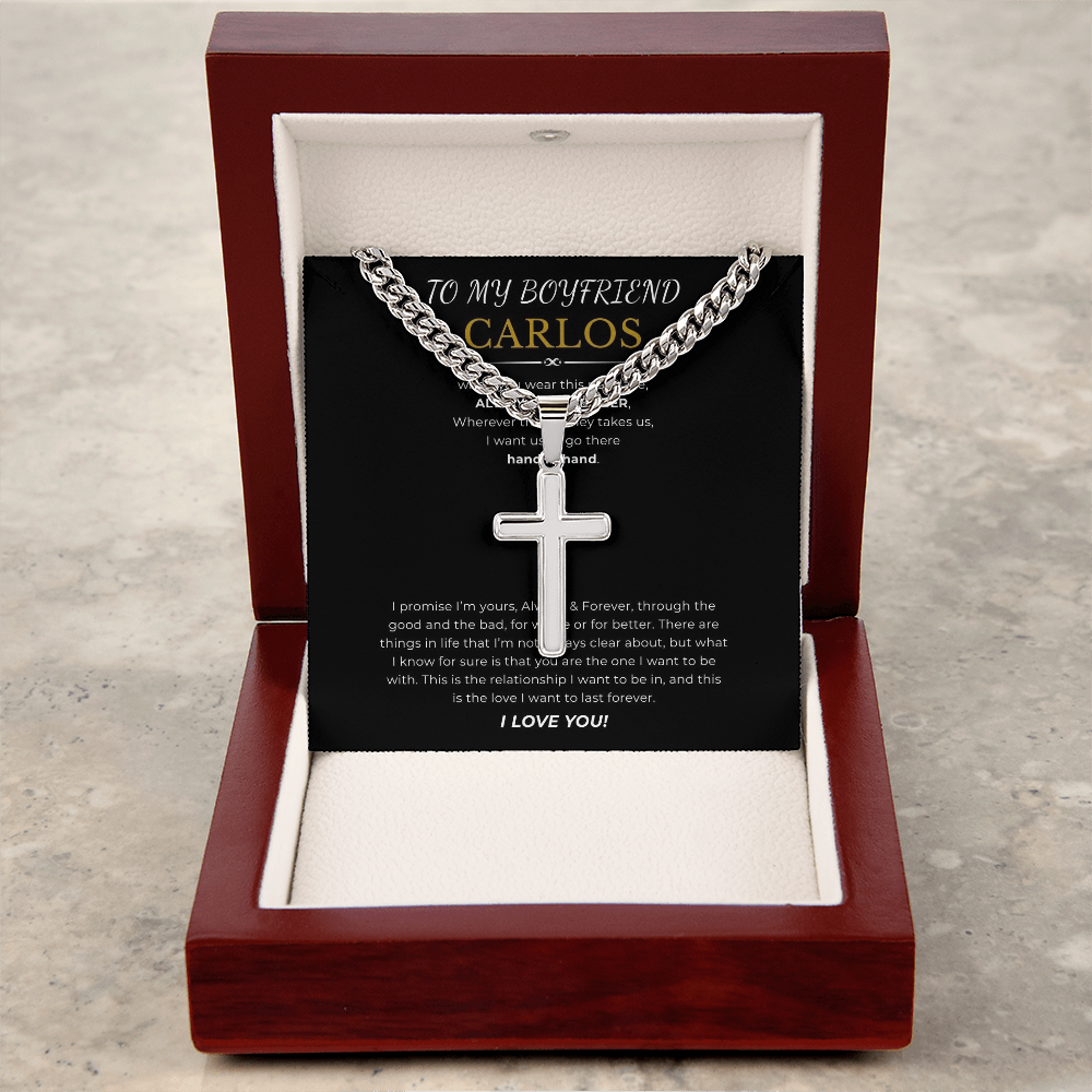 Personalized To My Boyfriend Cross with Cuban Link Chain
