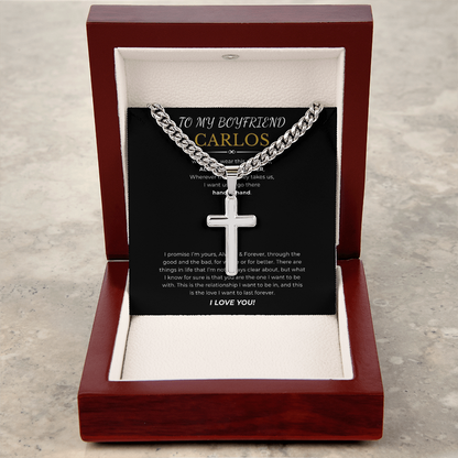 Personalized To My Boyfriend Cross with Cuban Link Chain