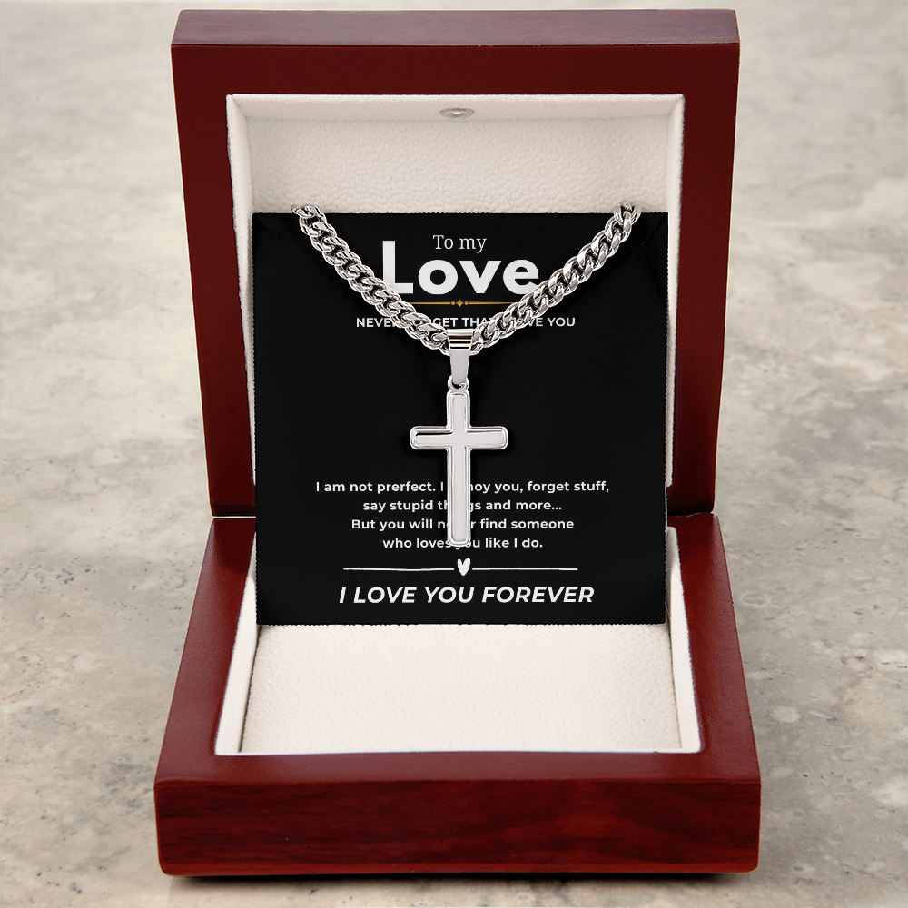 Personalized To My Love Cross with Cuban Link Chain