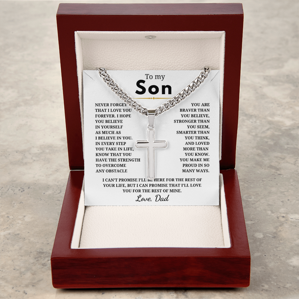 Personalized To My Son Cross with Cuban Link Chain
