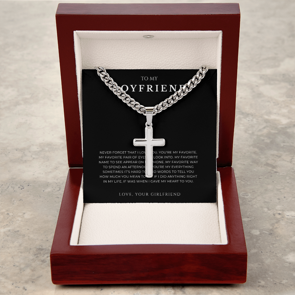 Personalized To My Boyfriend Cross with Cuban Link Chain