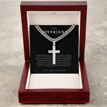Personalized To My Boyfriend Cross with Cuban Link Chain