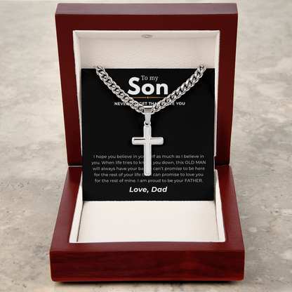 Personalized To My Son Cross with Cuban Link Chain