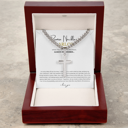 Personalized Promise Necklace Cross with Cuban Link Chain