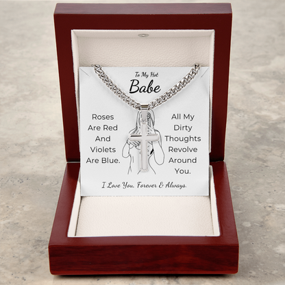 Personalized To My Hot Babe Cross with Cuban Link Chain