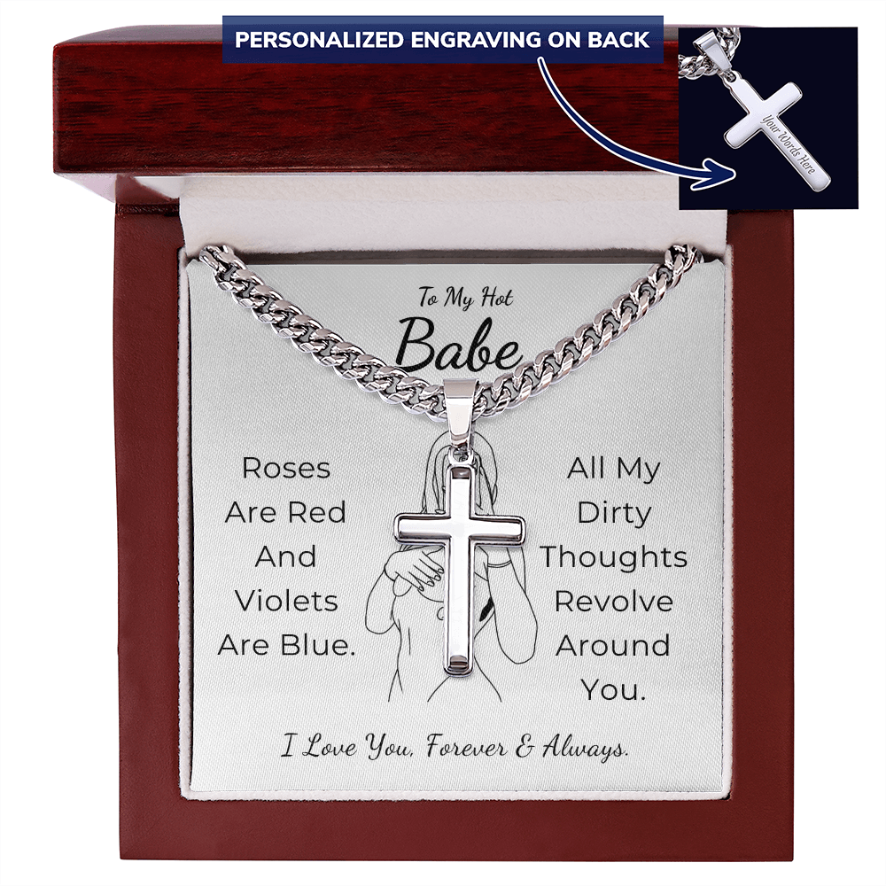 Personalized To My Hot Babe Cross with Cuban Link Chain