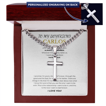 Personalized To My Boyfriend Cross with Cuban Link Chain