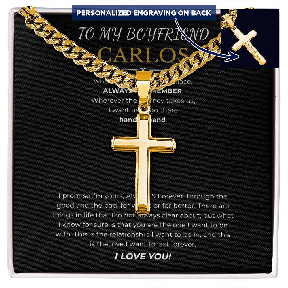 Personalized To My Boyfriend Cross with Cuban Link Chain