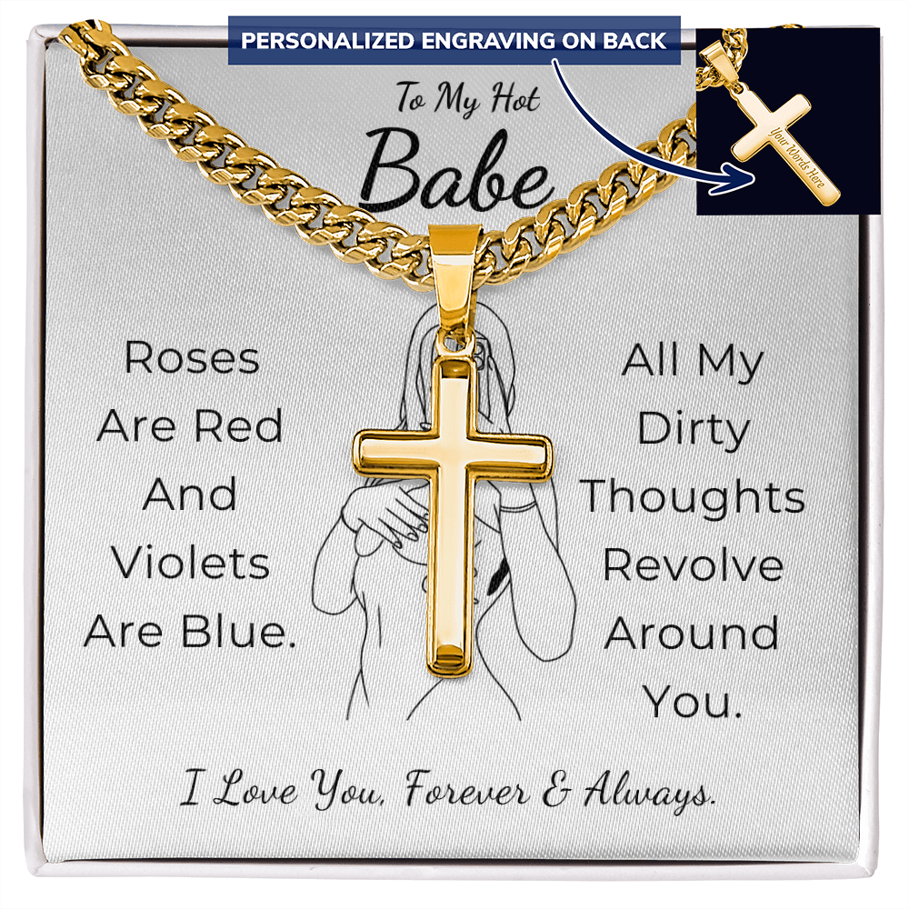 Personalized To My Hot Babe Cross with Cuban Link Chain