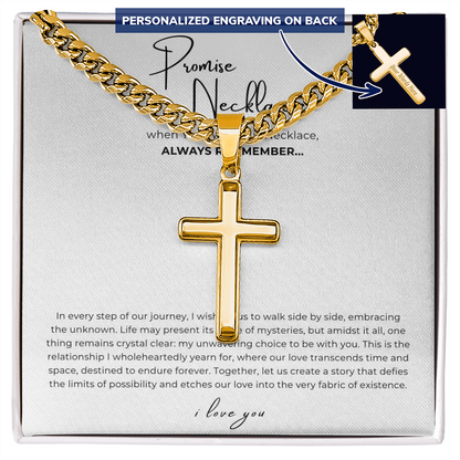 Personalized Promise Necklace Cross with Cuban Link Chain