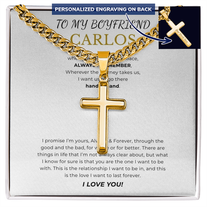 Personalized To My Boyfriend Cross with Cuban Link Chain