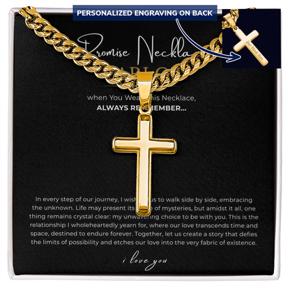 Personalized Promise Necklace Cross with Cuban Link Chain