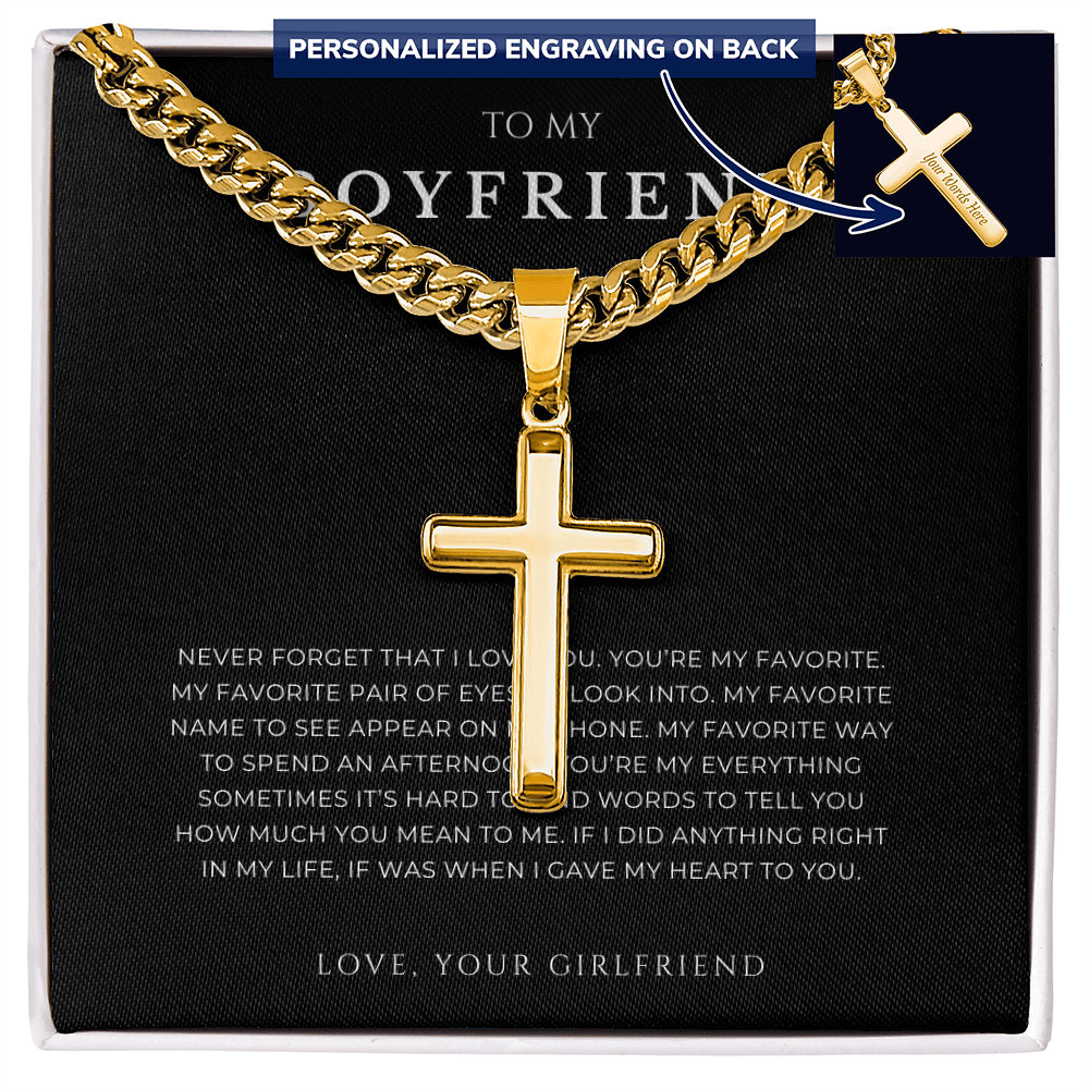 Personalized To My Boyfriend Cross with Cuban Link Chain