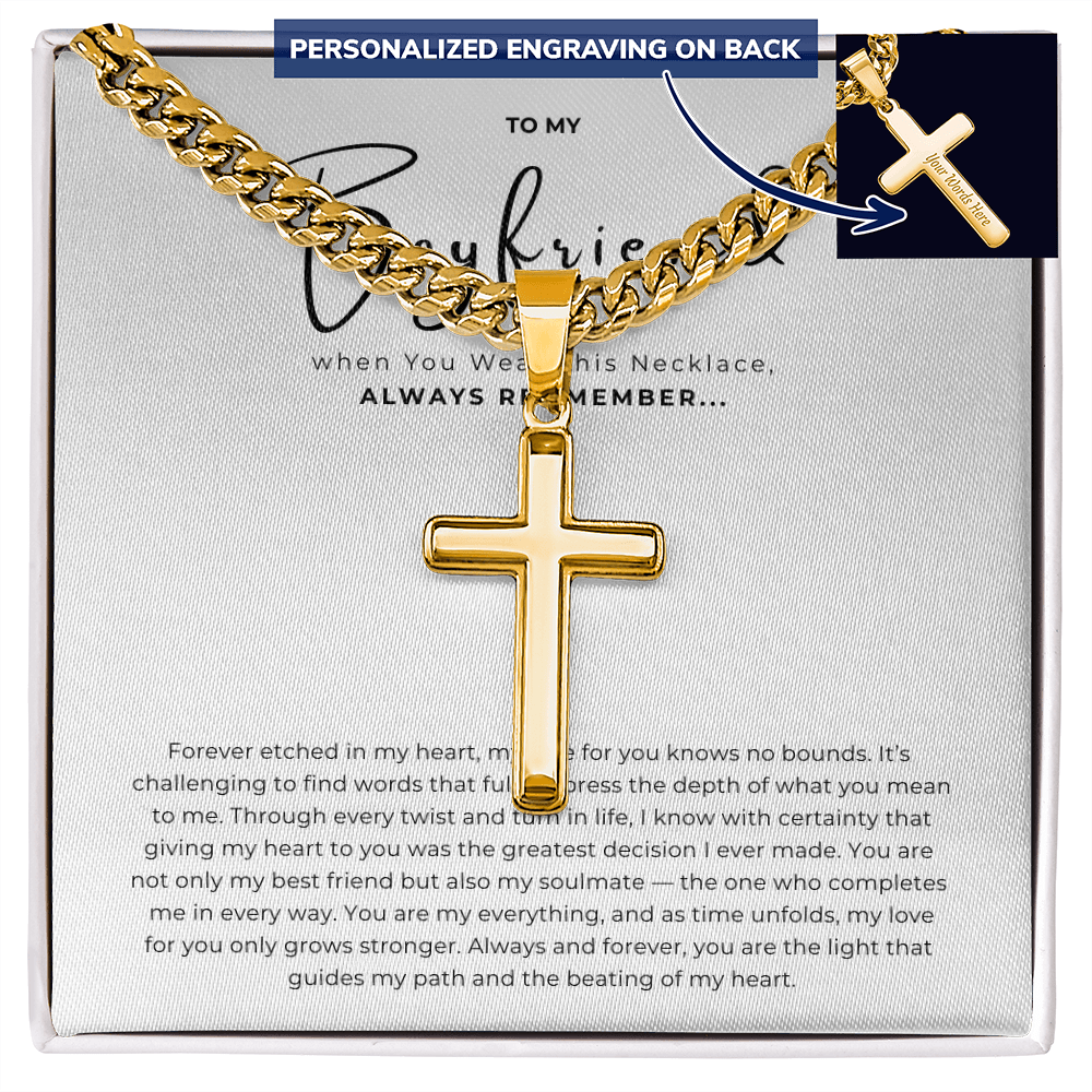Personalized To My Boyfriend Cross with Cuban Link Chain