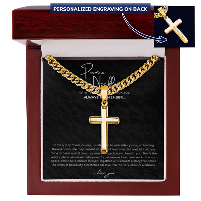 Personalized Promise Necklace Cross with Cuban Link Chain