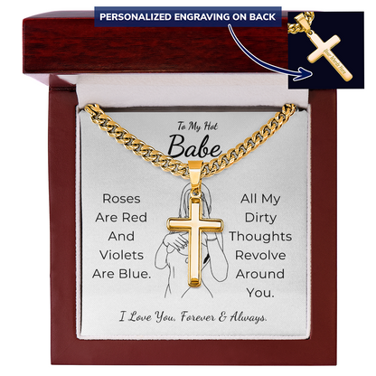 Personalized To My Hot Babe Cross with Cuban Link Chain