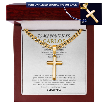 Personalized To My Boyfriend Cross with Cuban Link Chain