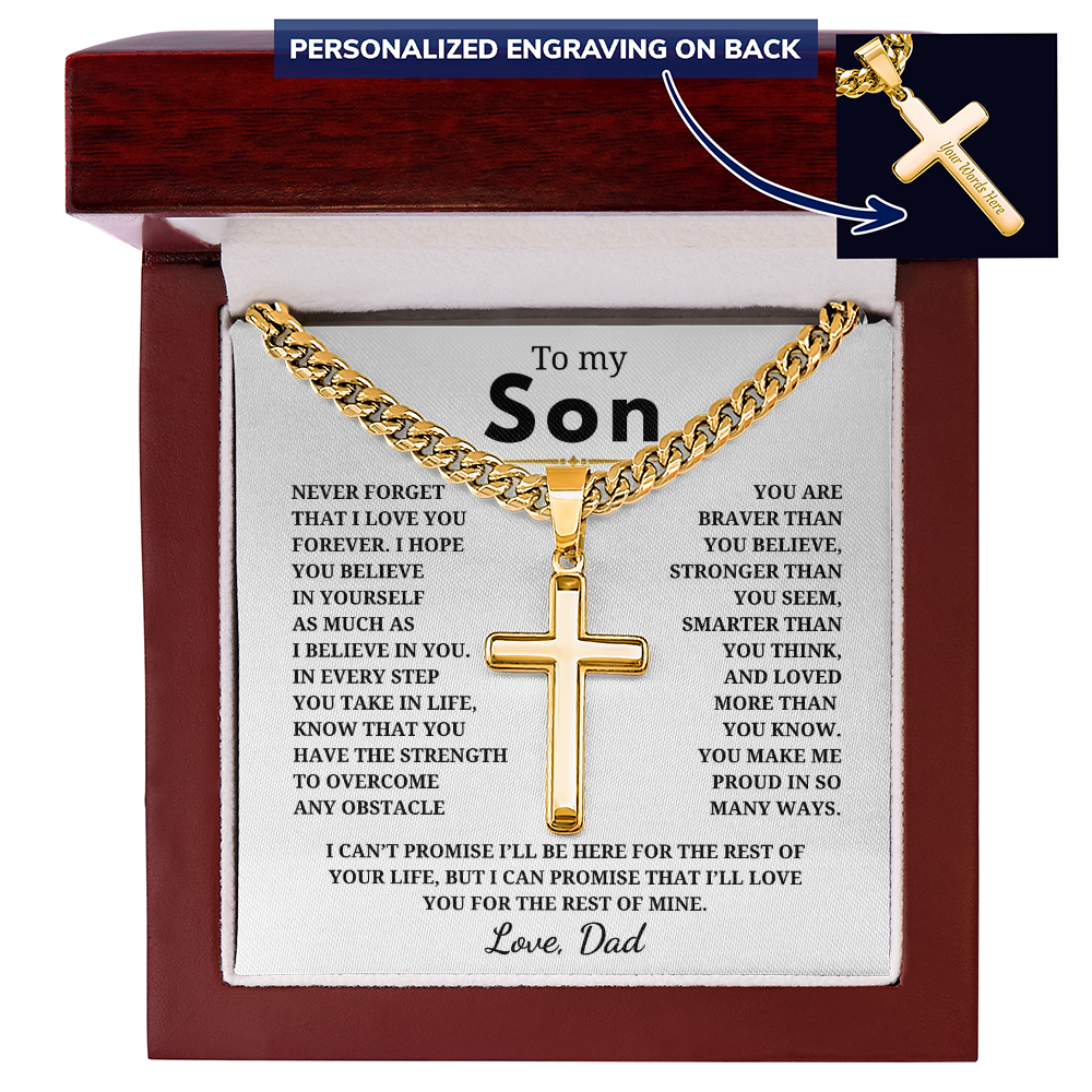 Personalized To My Son Cross with Cuban Link Chain