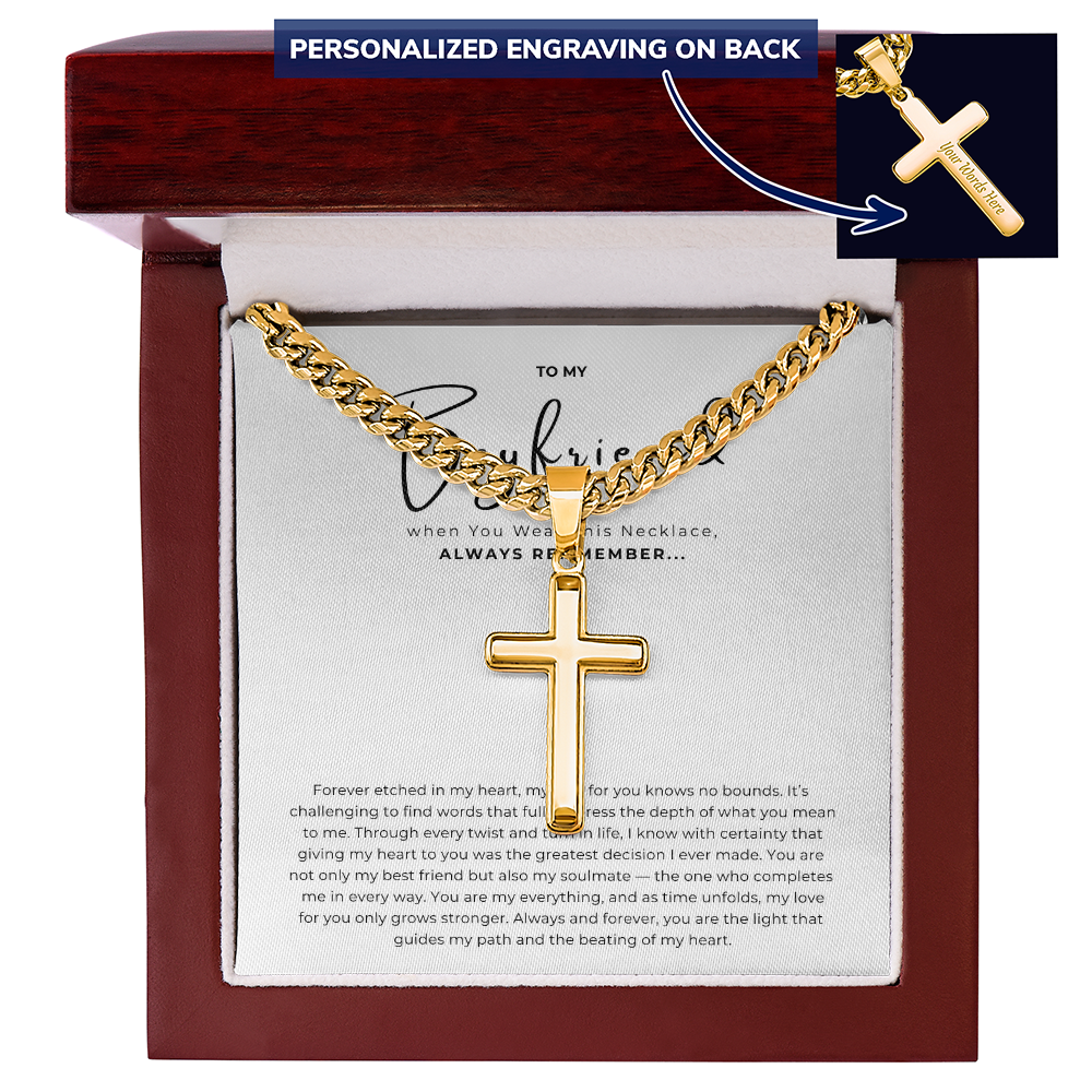 Personalized To My Boyfriend Cross with Cuban Link Chain