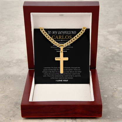 Personalized To My Boyfriend Cross with Cuban Link Chain