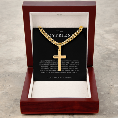 Personalized To My Boyfriend Cross with Cuban Link Chain