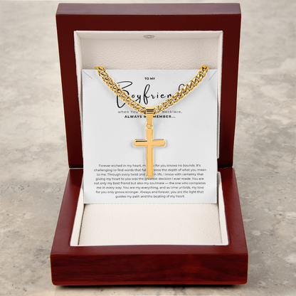 Personalized To My Boyfriend Cross with Cuban Link Chain