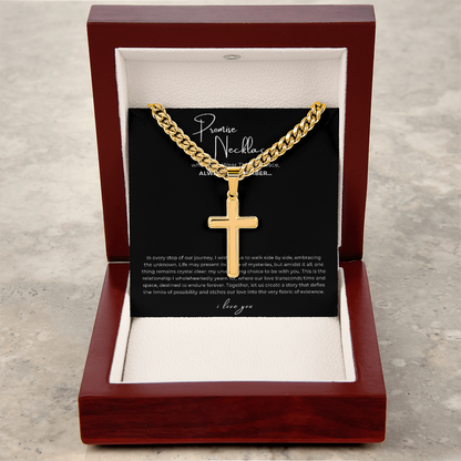 Personalized Promise Necklace Cross with Cuban Link Chain