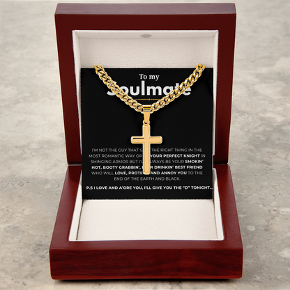 Personalized To My Soulmate Cross with Cuban Link Chain
