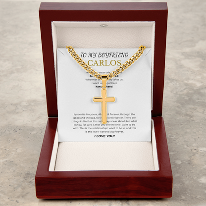 Personalized To My Boyfriend Cross with Cuban Link Chain