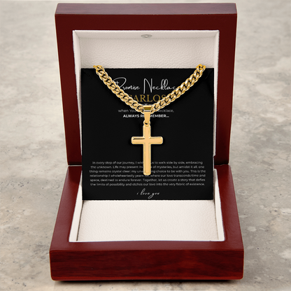 Personalized Promise Necklace Cross with Cuban Link Chain