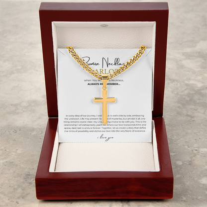 Personalized Promise Necklace Cross with Cuban Link Chain